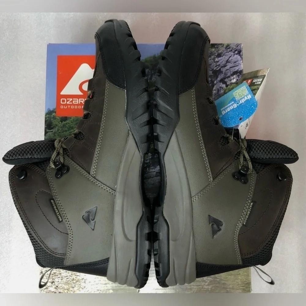Ozark Trail Brown and Black Hiking Boots Durable Outdoor Footwear